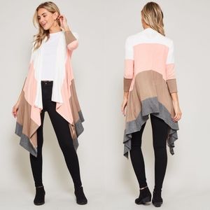 KARA Colorblock Cardigan - Peach mix